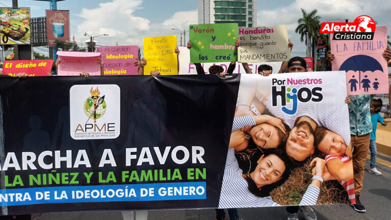 Marcha en Honduras con pancartas que decían Sí al diseño original de la familia, Todos somos pro-vida