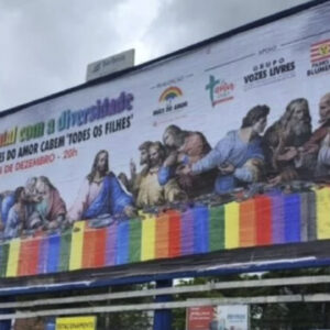 En un cartel de la «Cena de Navidad» Jesús fue retratado como LGBT