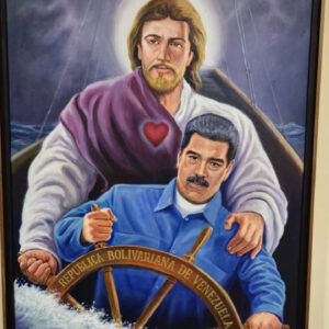 Indignación y polémica por el cuadro que mostró a Nicolás Maduro junto a Jesucristo en un barco