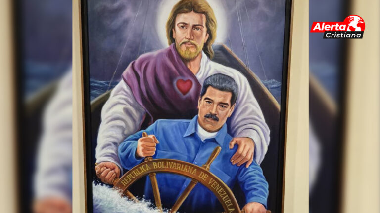 Indignación y polémica por el cuadro que mostró a Nicolás Maduro junto a Jesucristo en un barco